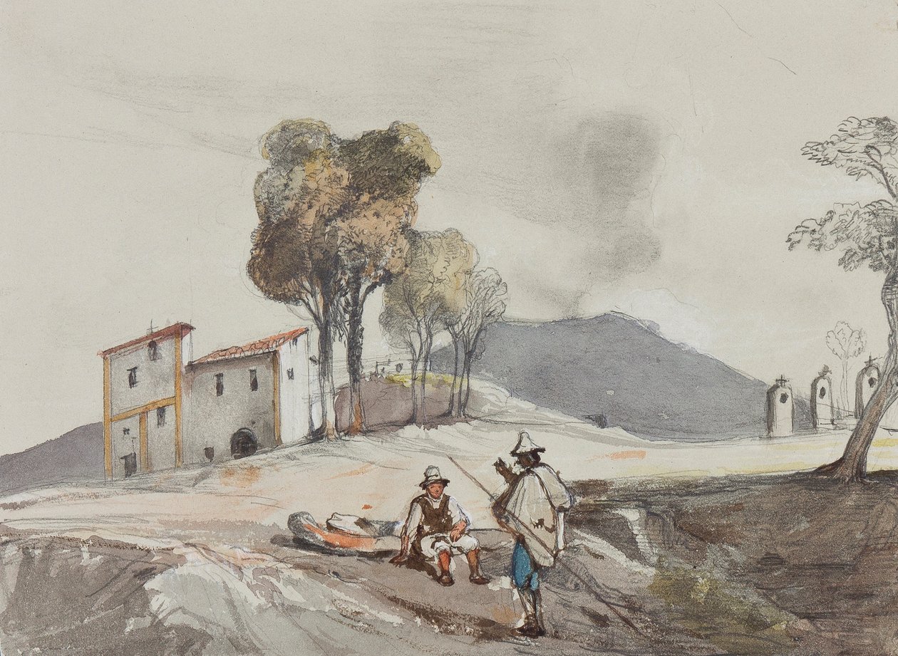 Shepherds with Vesuvius in the Distance (with additions by a Borbone pupil) by Giacinto Gigante