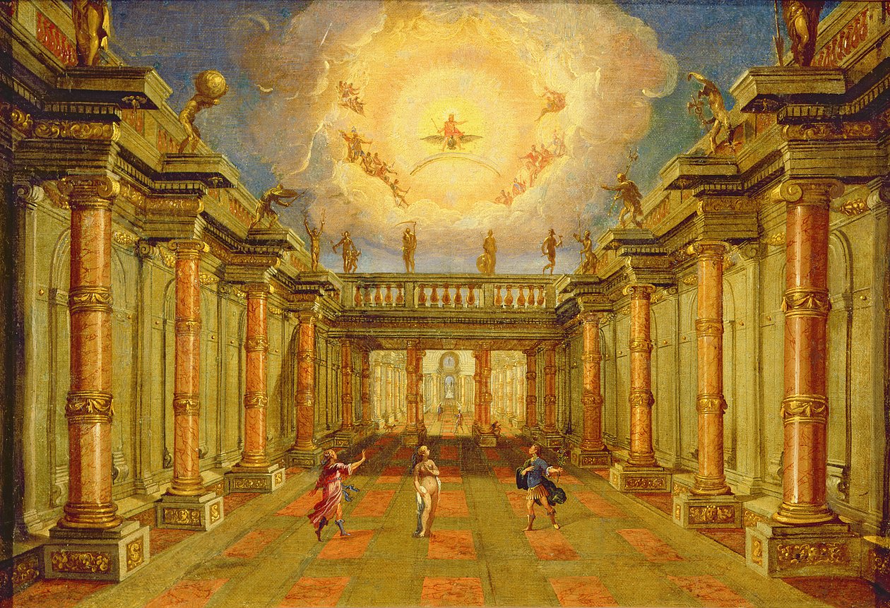 Act II, scene X: the courtyard of the King of Naxos by Giacomo Torelli