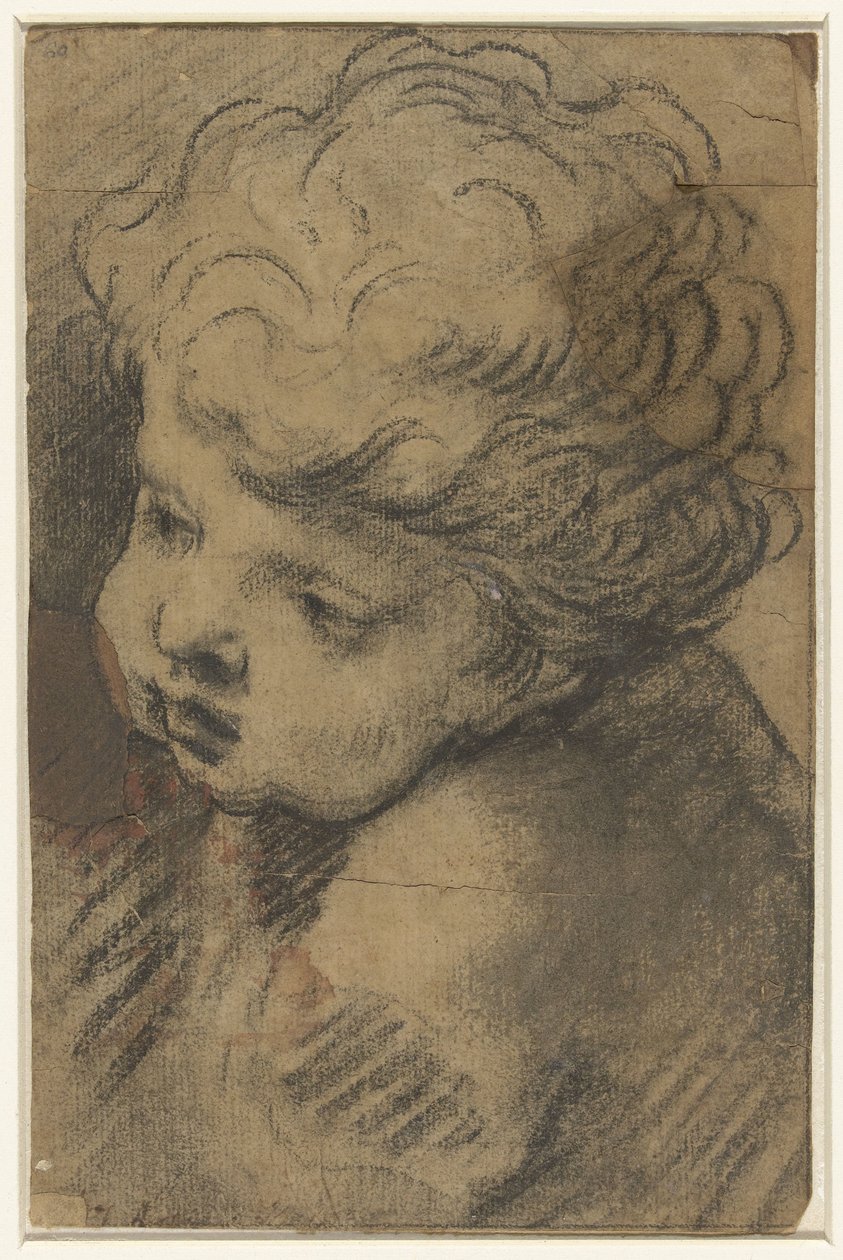 Head of a Putto by Giacomo Cavedone (attributed to)