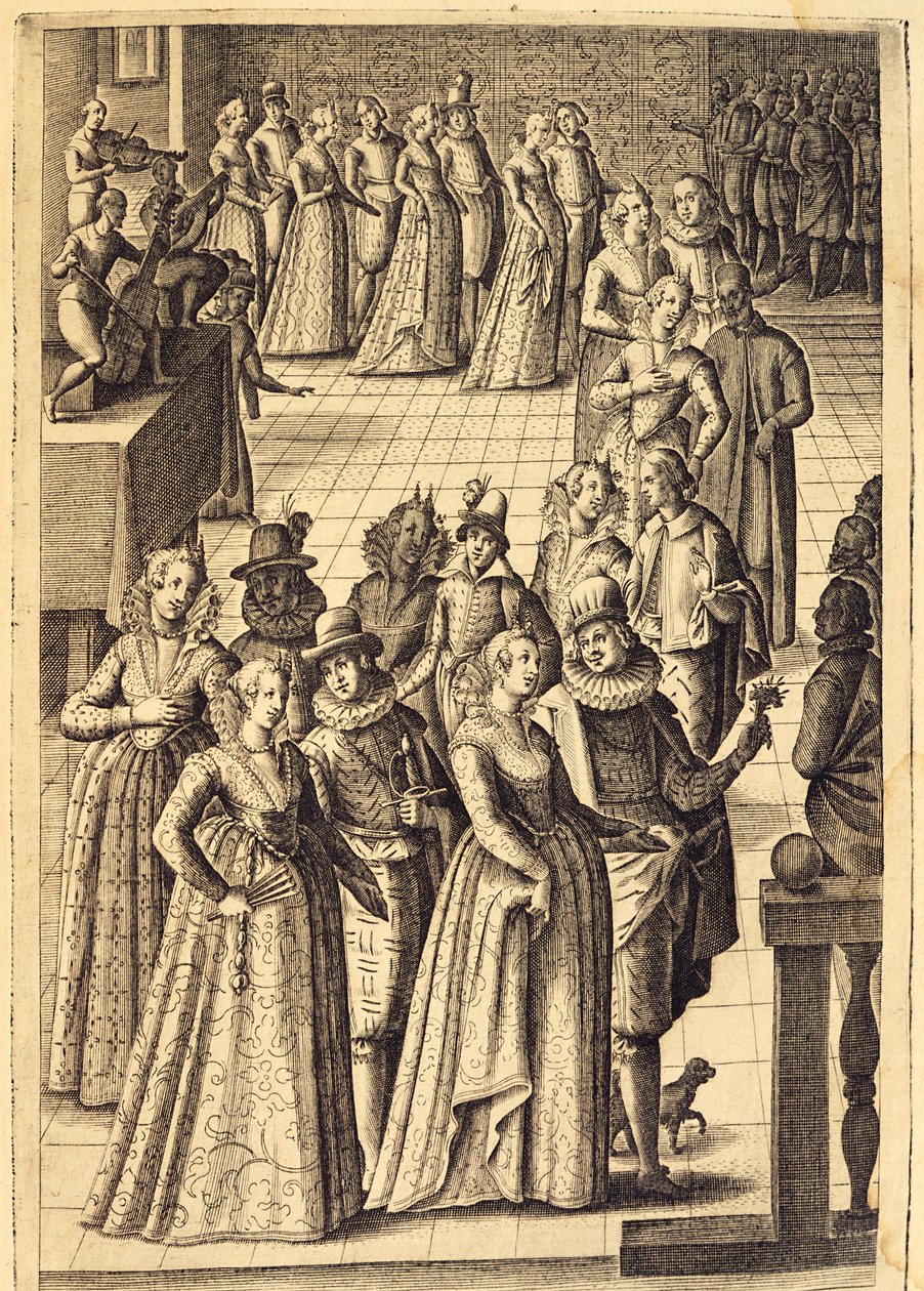 Nobles at a Reception, engraving by Giacomo Franco