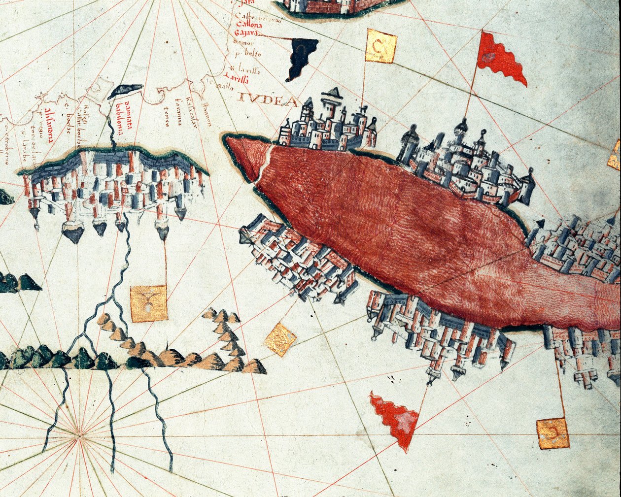 The Red Sea and the Suez Canal (portulan) by Giacomo Maggiolo