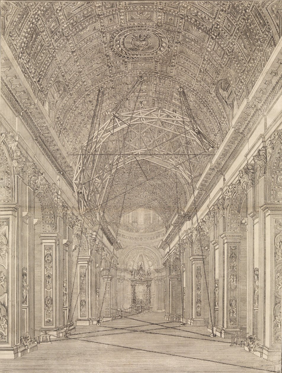Scaffolding Erected for the Restoration of the Vault in St. Peter