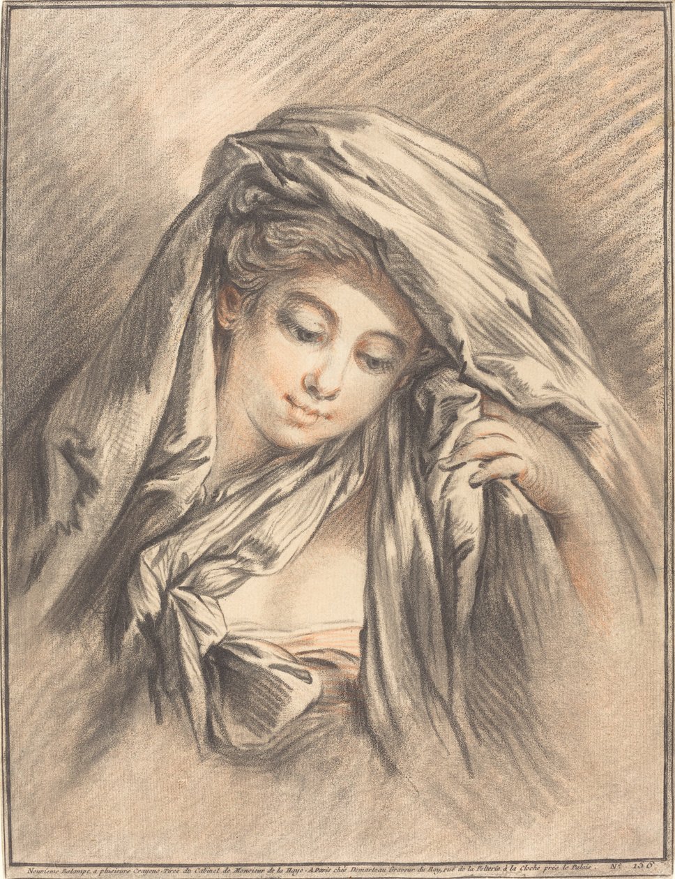 Young Woman with Her Head Covered by Gilles Demarteau
