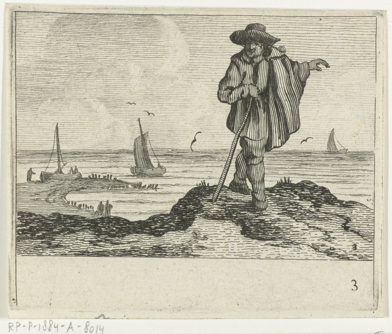 Dune Landscape with a Walker (Various Beaches and Water Views by Jan Percelles) by Gillis van Scheyndel (I)