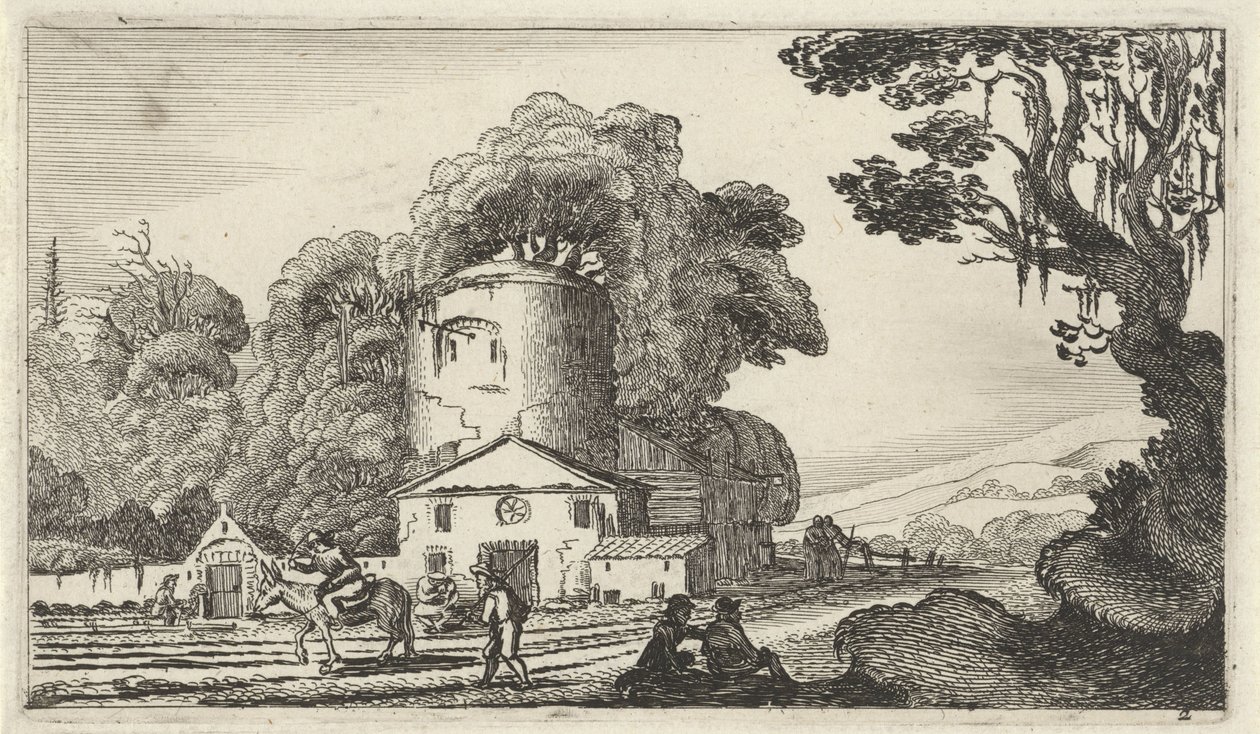 Landscape with a Tower (Twelve Landscapes with Figures) by Gillis van Scheyndel (I)
