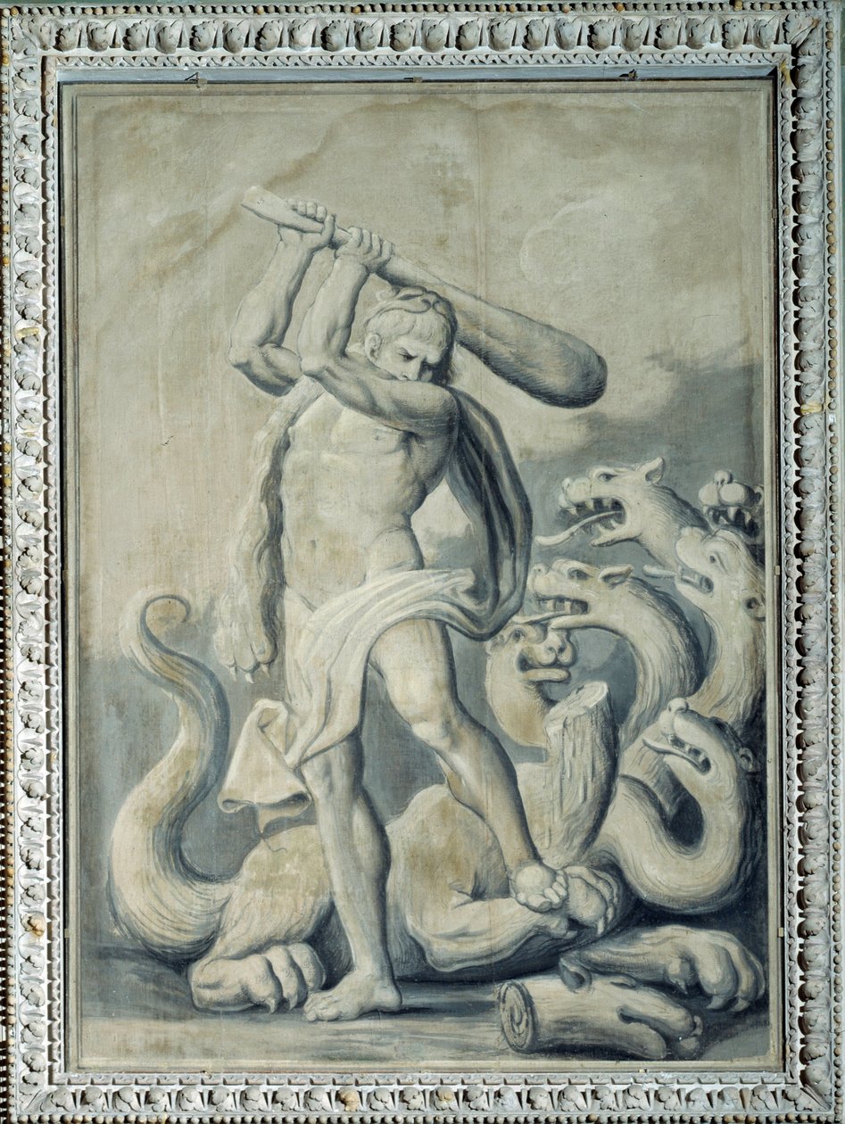 Hercules cuts off the seven heads of the Hydra by Gio Batta Celle