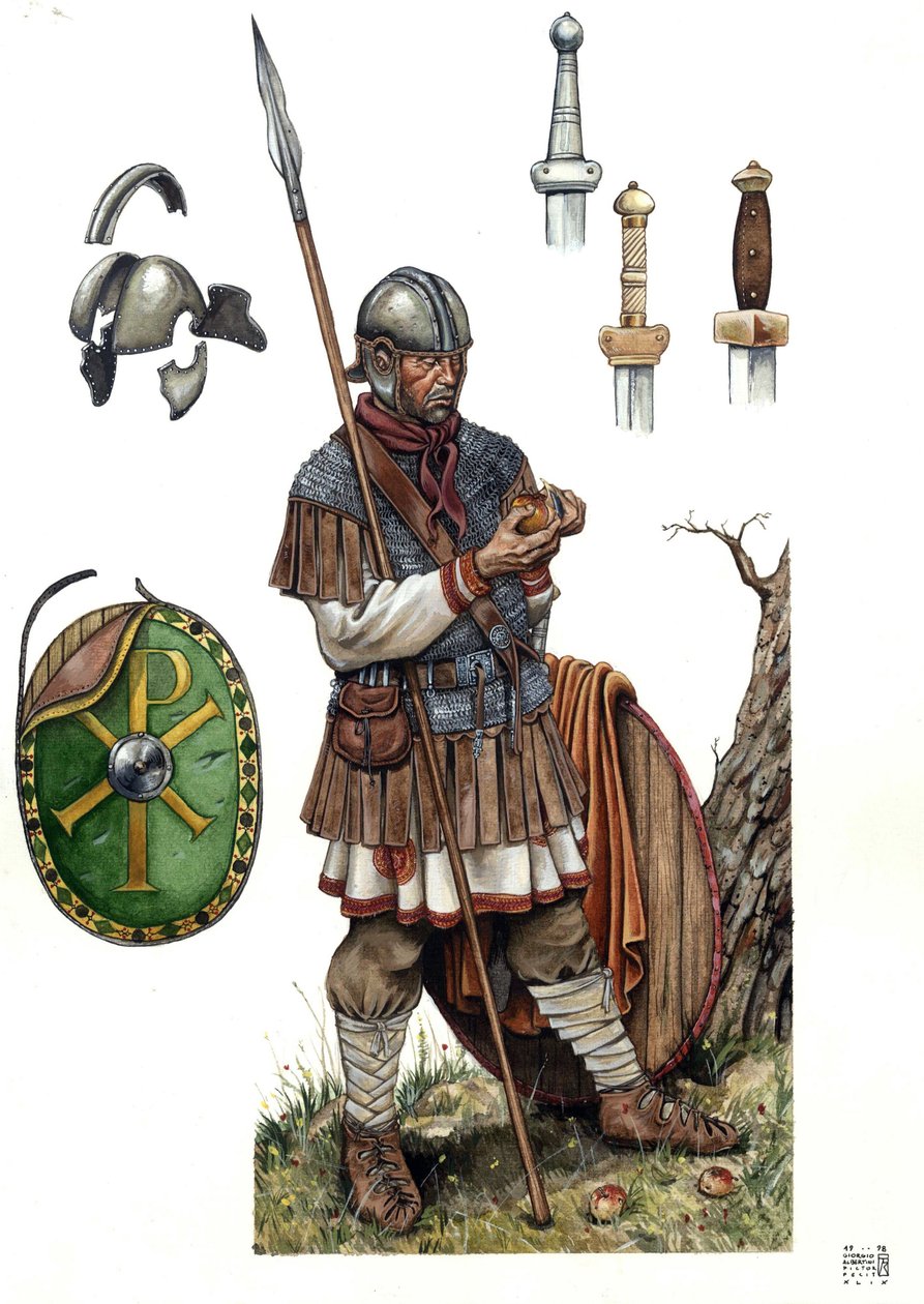 Ancient Rome: Roman infantry soldier, 5th or 6th century. by Giorgio Albertini