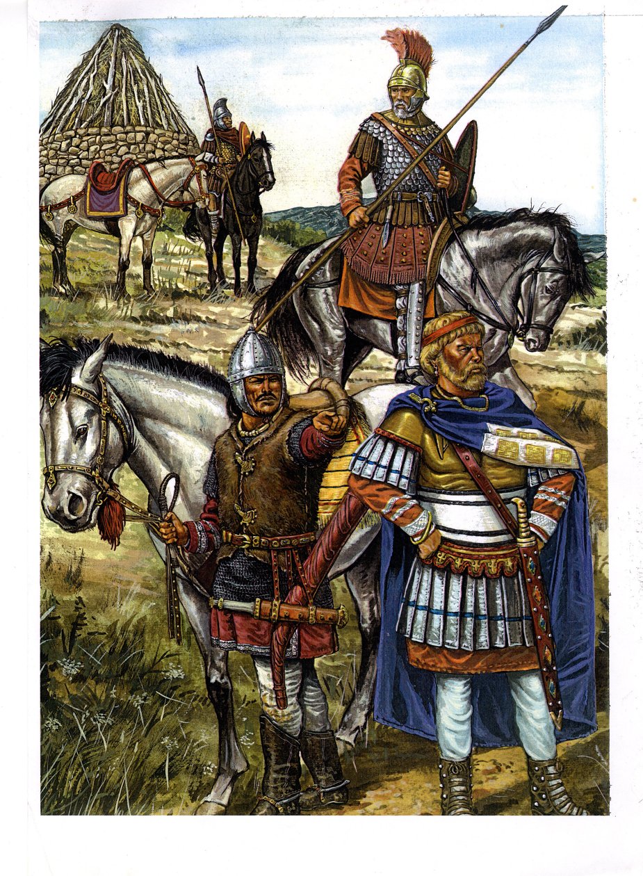 Barbarian: a Hun warrior, a Goth warrior and a Roman soldier by Giorgio Albertini