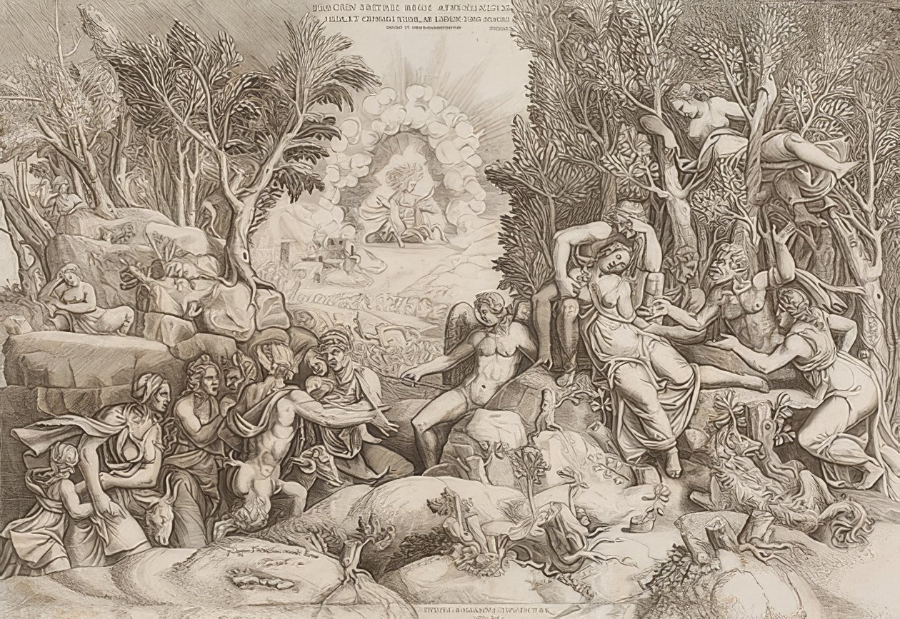 Cephalus Mourning Procris (after a drawing by Giulio Romano) by Giorgio Ghisi