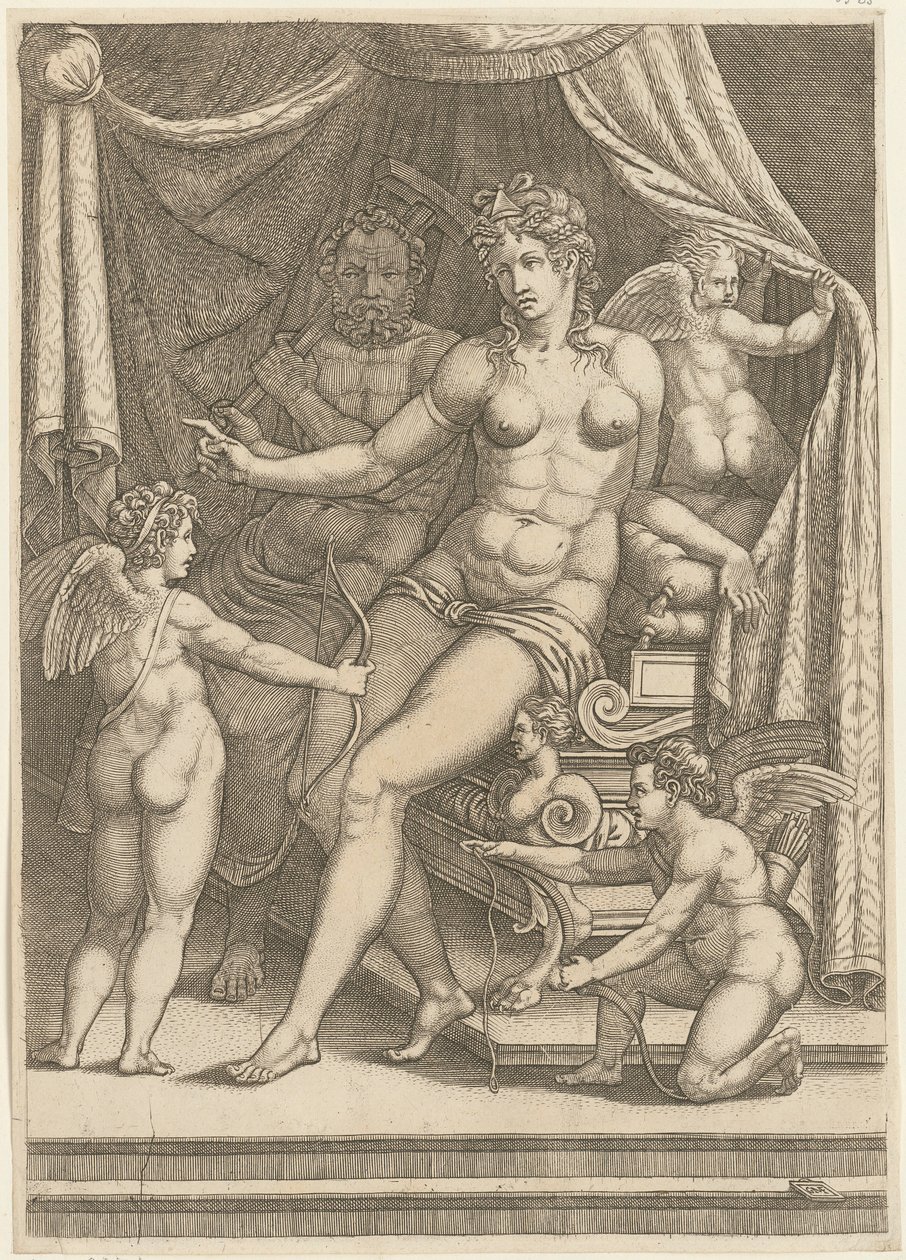 Venus and Vulcan Sitting on a Bed by Giorgio Ghisi