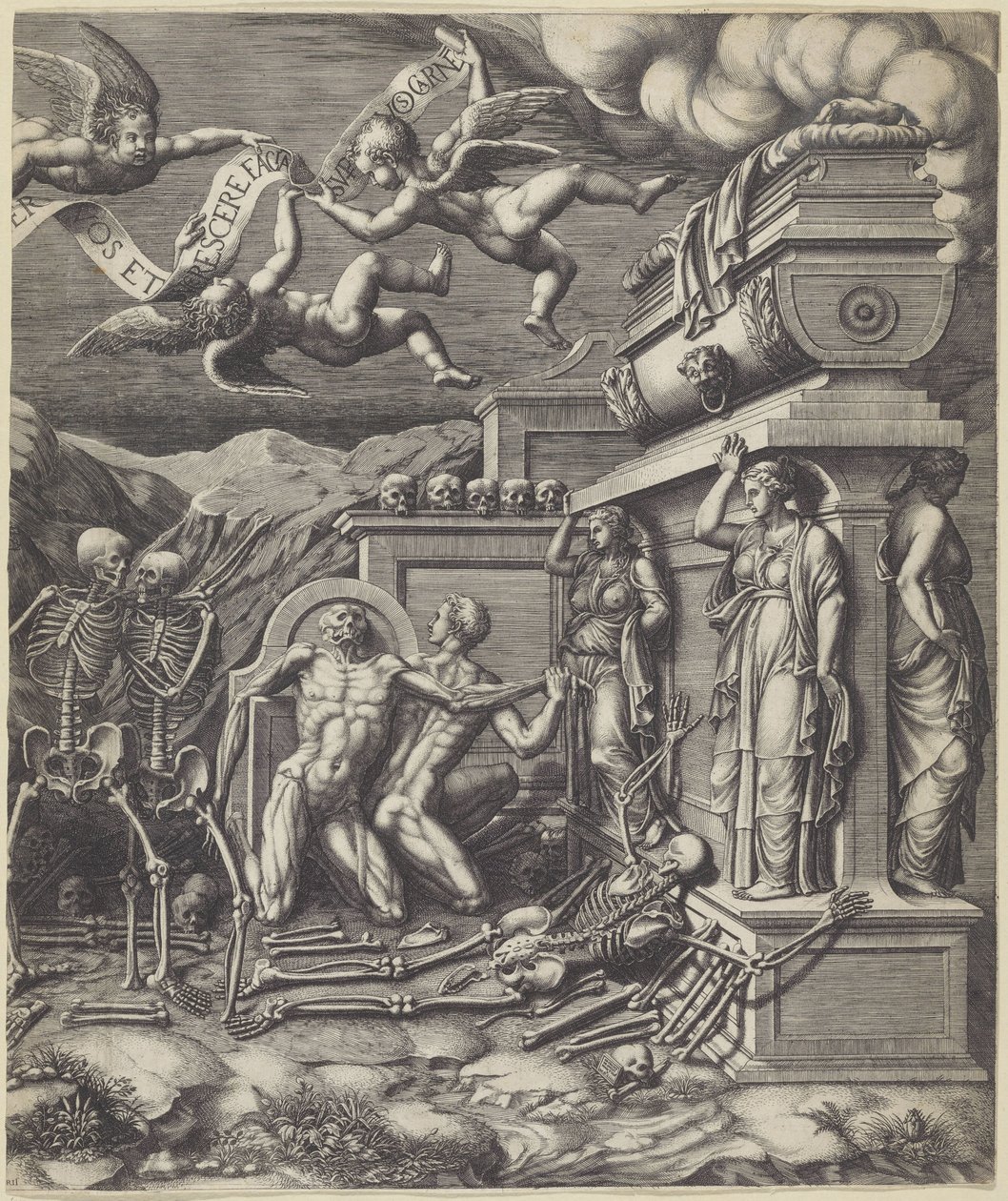 Vision of Ezekiel Over the Valley of Bones (right half) by Giorgio Ghisi