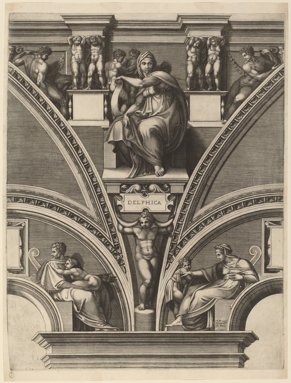 The Delphic Sibyl by Giorgio Ghisi after Michelangelo