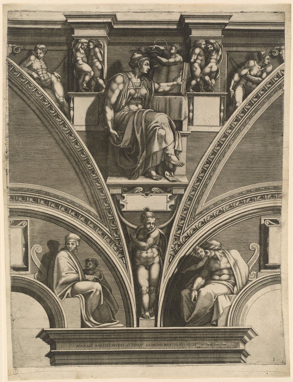 The Eritrean Sibyl by Giorgio Ghisi after Michelangelo
