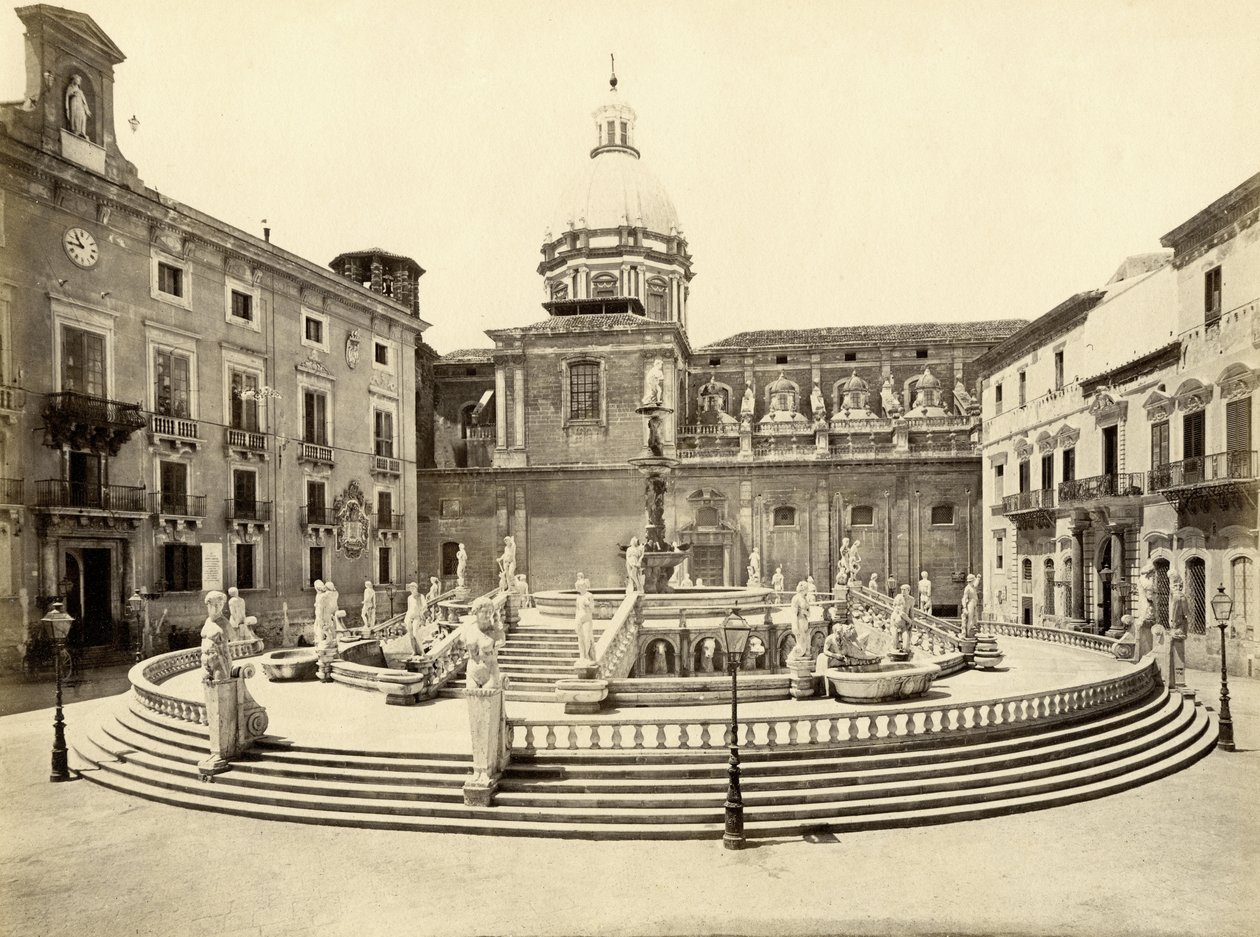 Pretoria fountain, Palermo, Italy, photograph by Giorgio Sommer by Giorgio Sommer