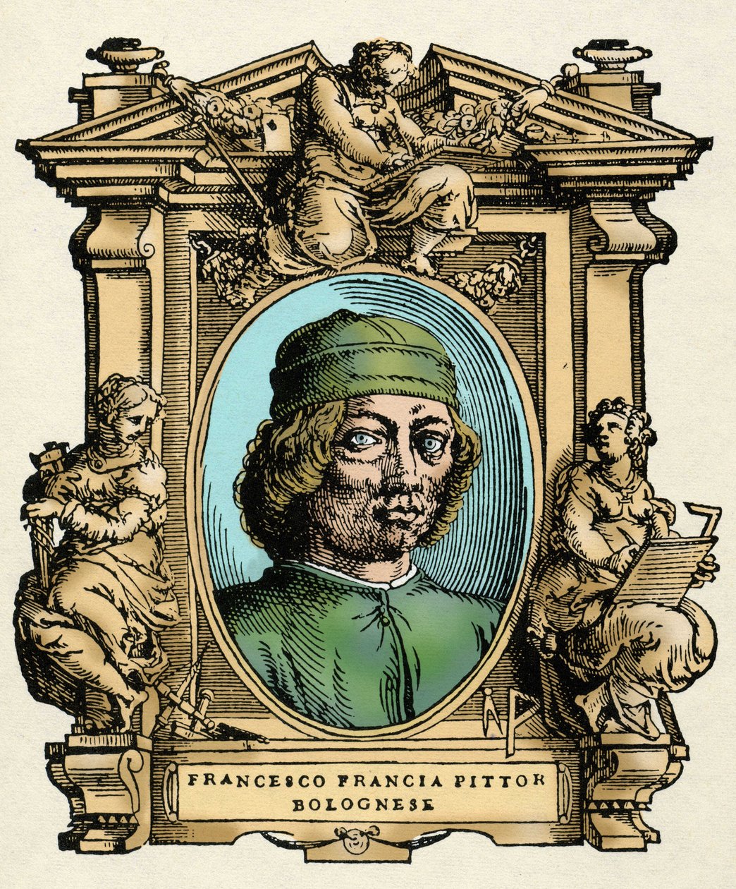 Portrait of Francesco Francia, engraving from Lives of the Most Excellent Painters, Sculptors and Architects by Giorgio Vasari by Giorgio Vasari