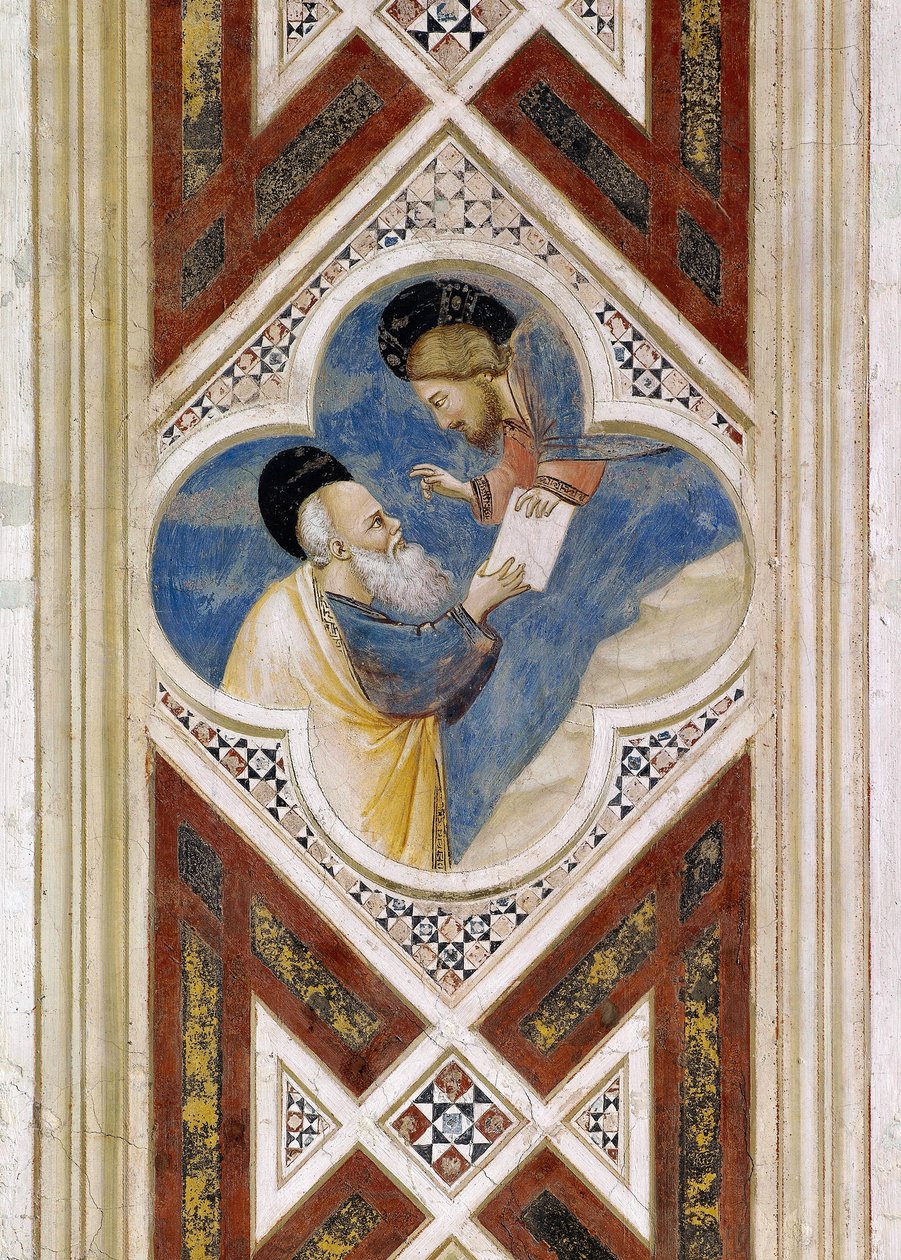 God commands Ezekiel to eat scroll and then report its contents to people of Israel (detail) by Giotto (c.1266 1337)