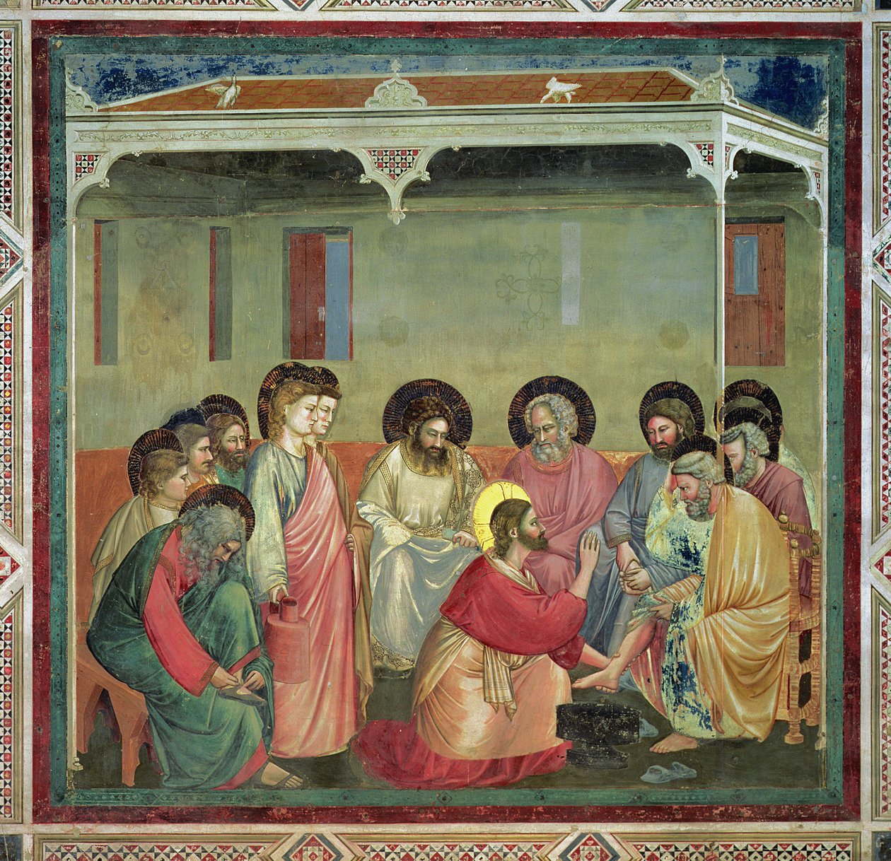Christ Washing the Disciples Feet, c.1305 (post restoration) by Giotto di Bondone