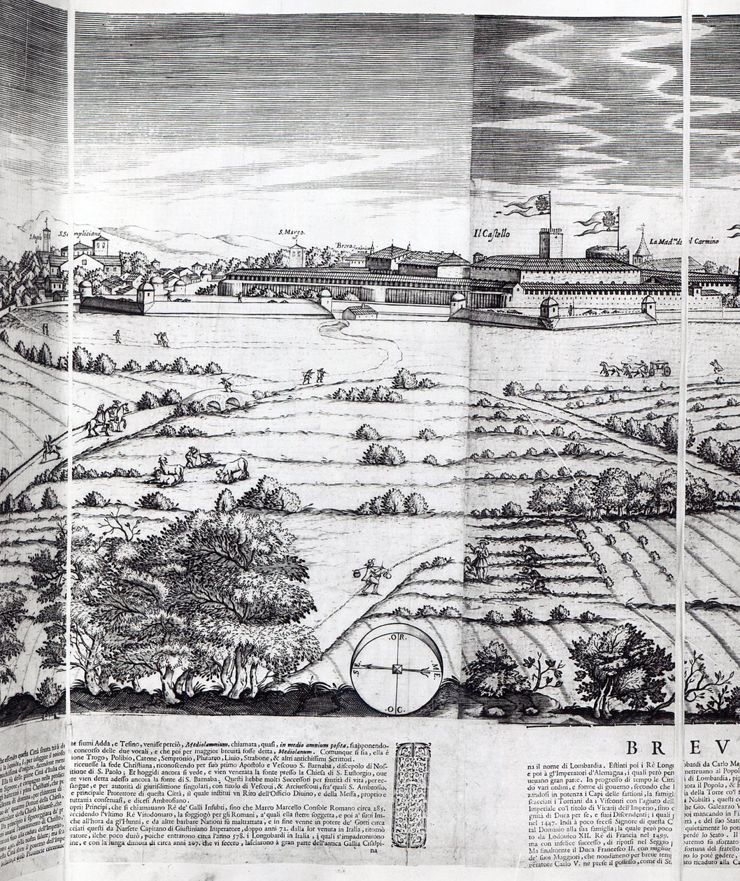 A Section of a Map of Milan, 1640 by Giovanni Battista Bonacina