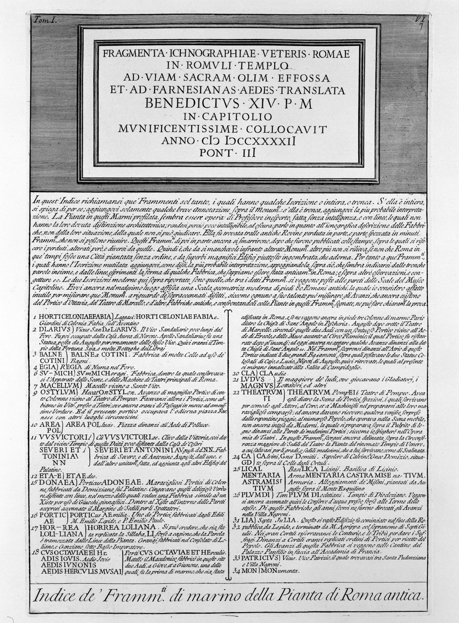 Description for Forma Urbis by Giovanni-Battista Piranesi