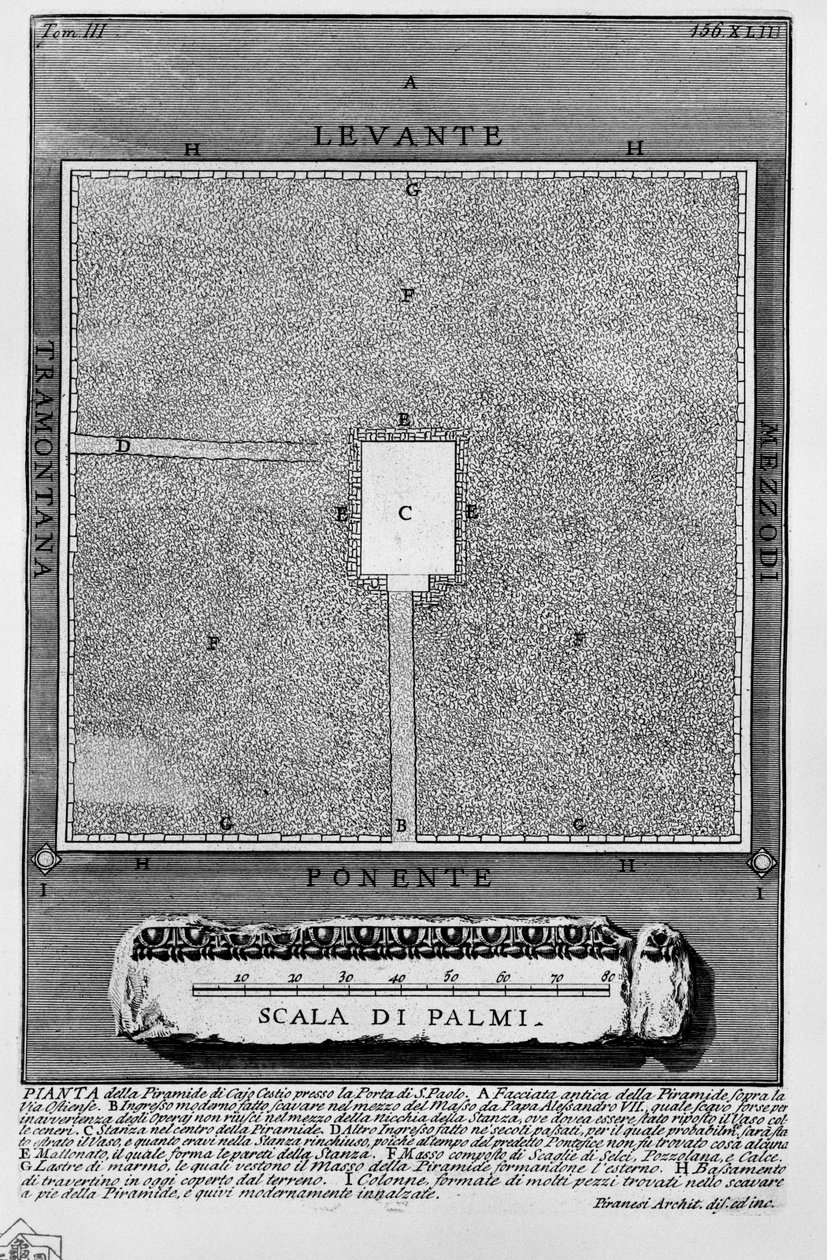 Plan of the Pyramid of Cestius near the Porta San Paolo by Giovanni Battista Piranesi