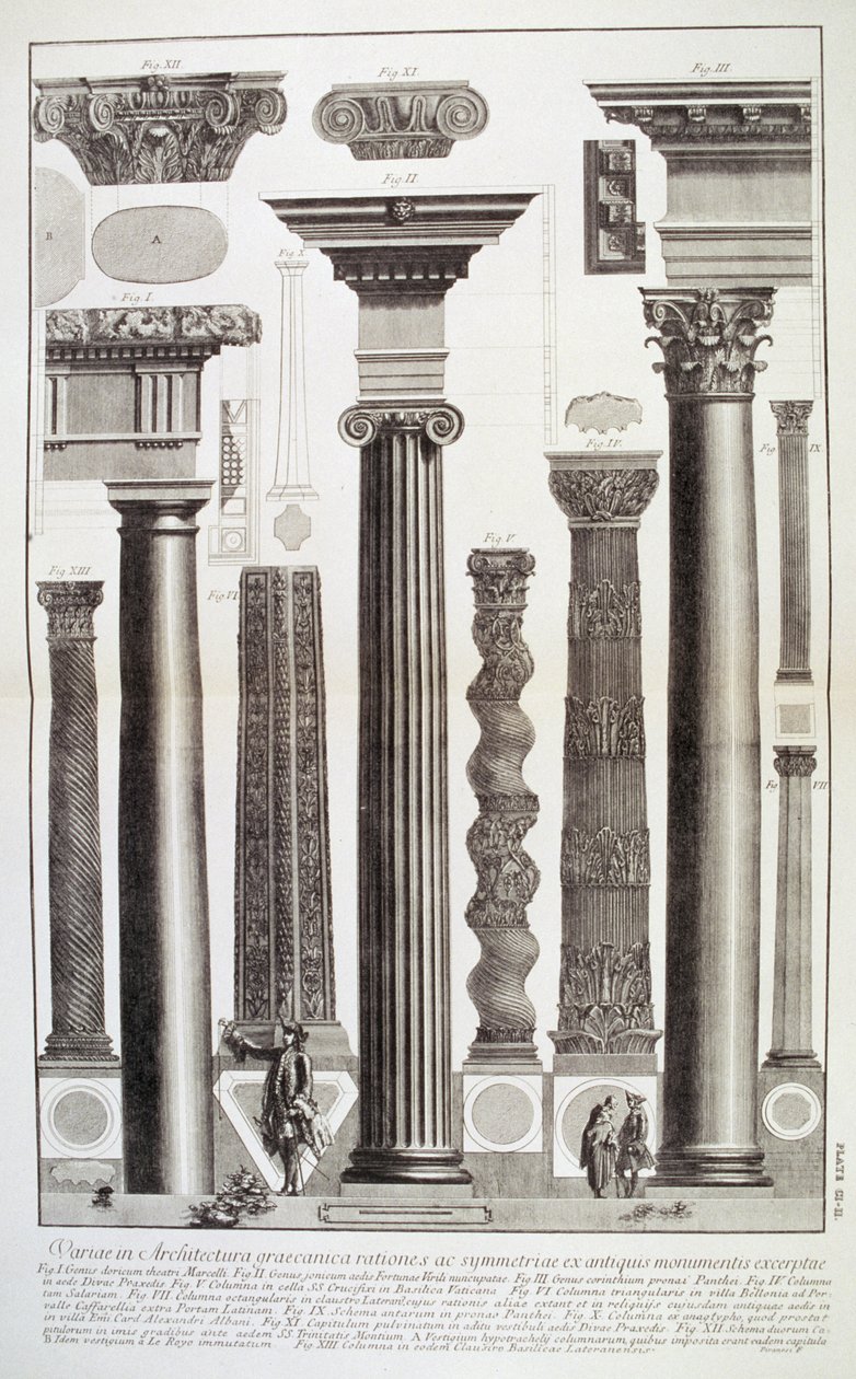 Plate CI-II Variations in Greek Architecture depicting a table of ...