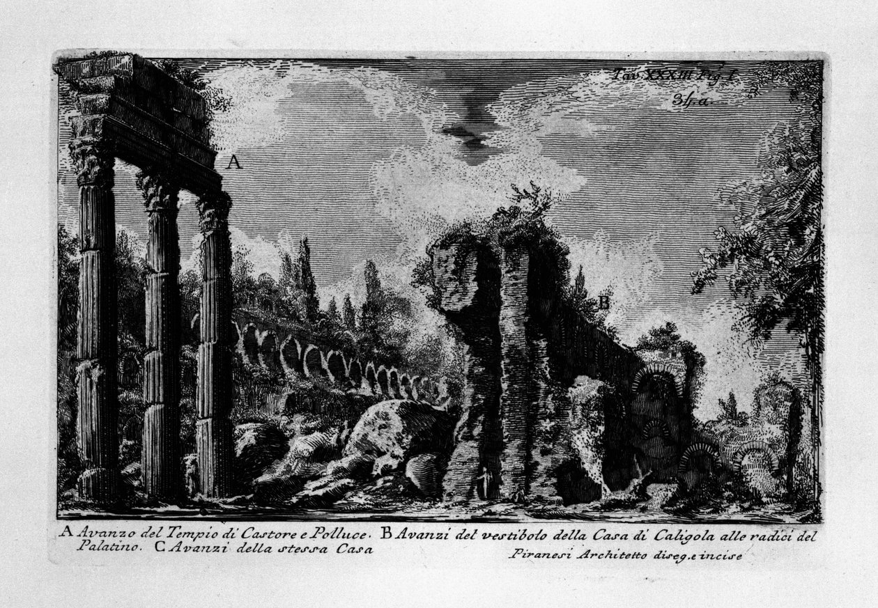 Temple of Castor and Pollux, Rome by Giovanni Battista Piranesi