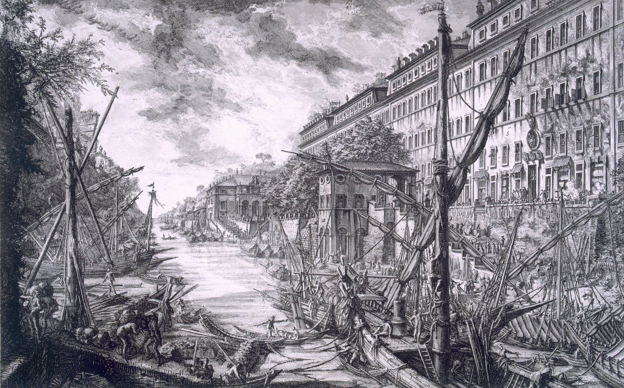 View of the Port of Ripa Grande, from 'Opere Varie di Architettura ...
