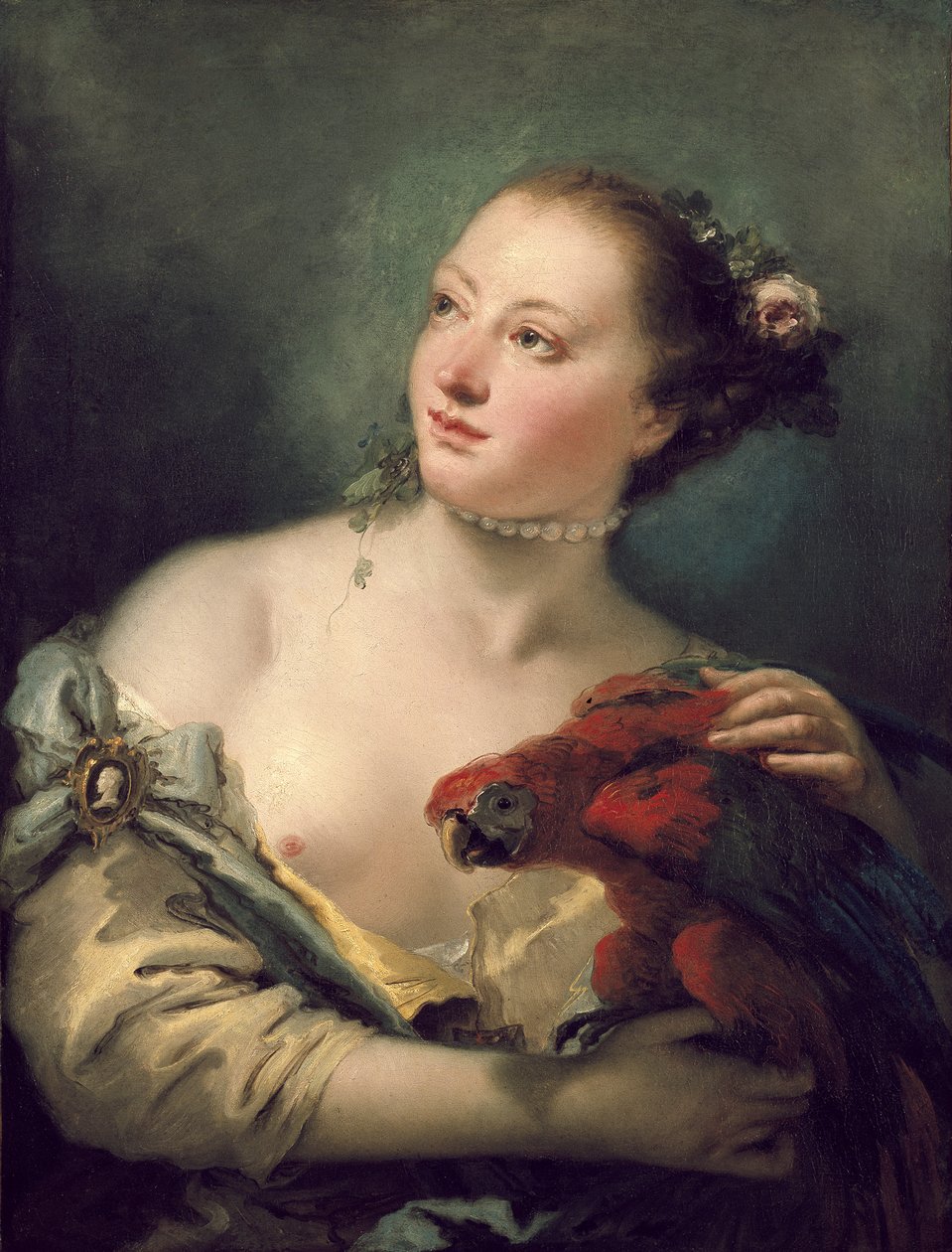 A Young Woman with a Macaw, 18th Century by Giovanni Battista Tiepolo