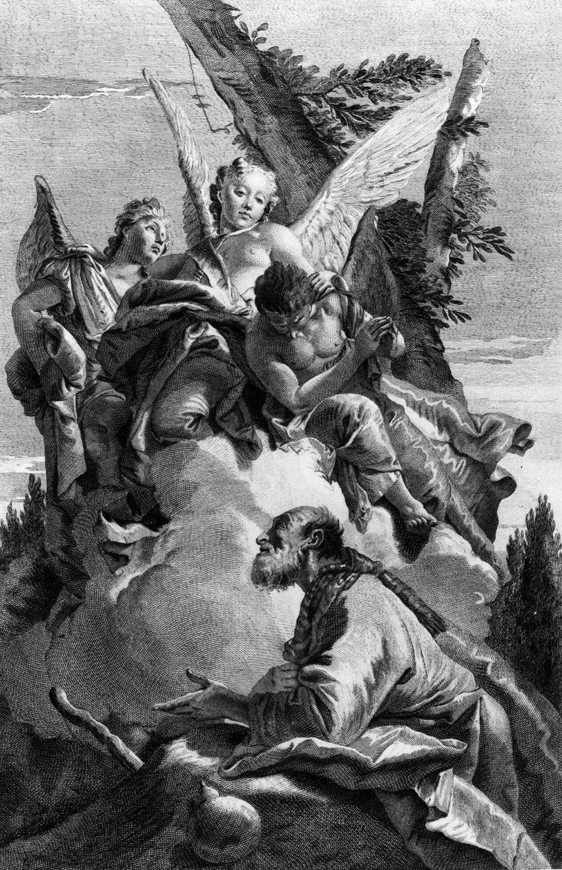 Three Angels Appearing to Abraham, engraved by Pietro Monaco, c.1750 by Giovanni Battista Tiepolo