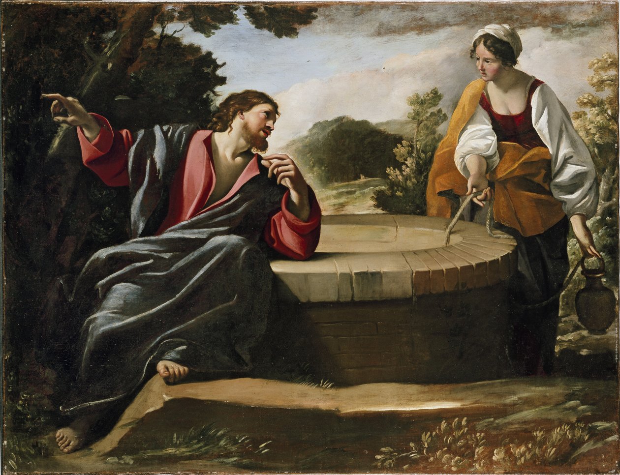 Christ and the Woman of Sarnaca, 17th century by Giovanni Lanfranco