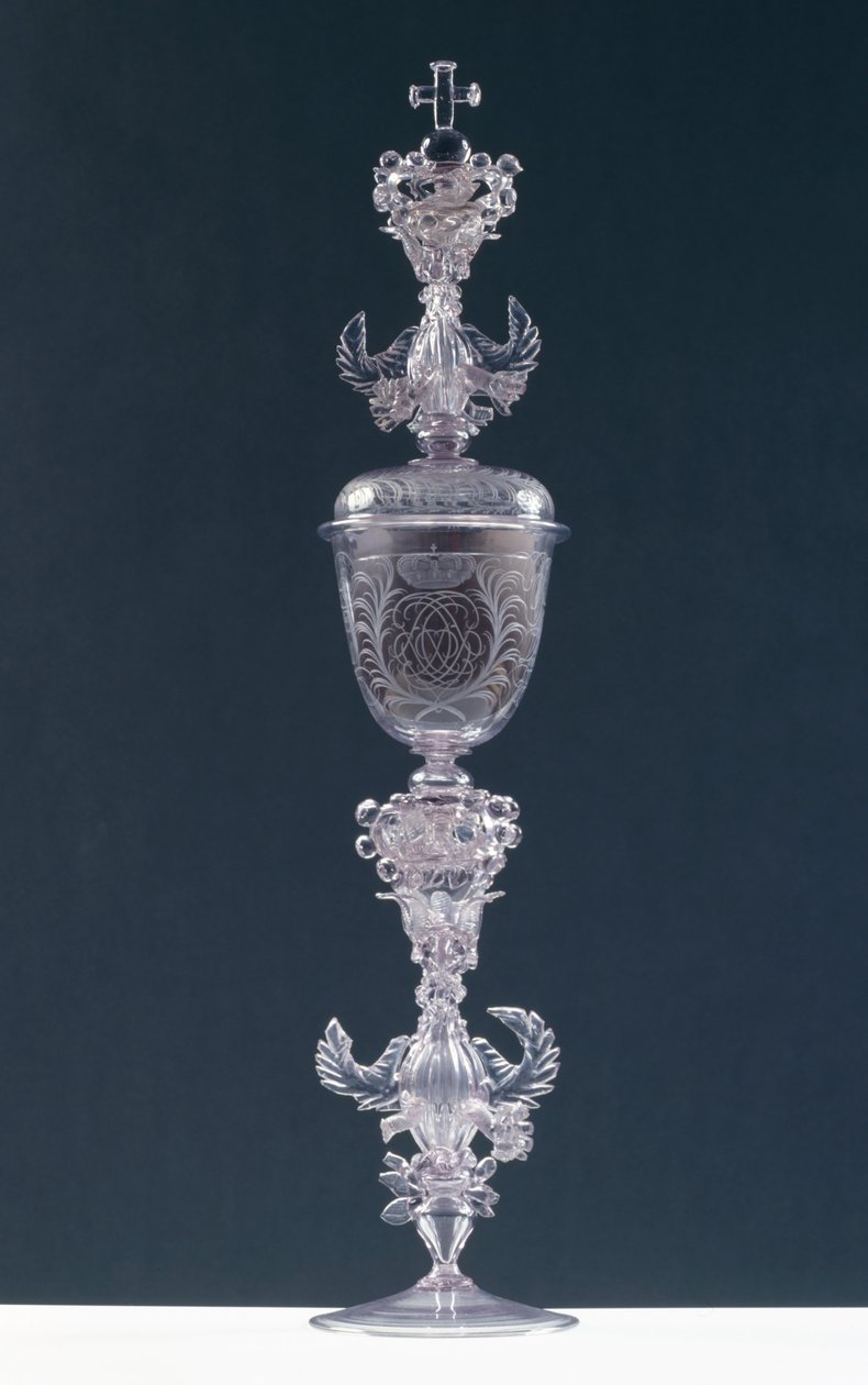 Goblet with lid, engraved with the monogram of Frederick III, Elector Palatine 1688-1701 by Giovanni Pallada