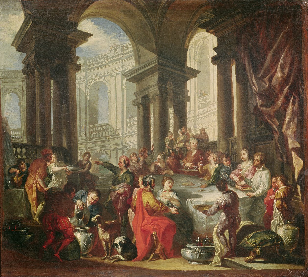 A Feast held in a Circular Portico of the Ionic Order, c.1720-25 by Giovanni Paolo Pannini