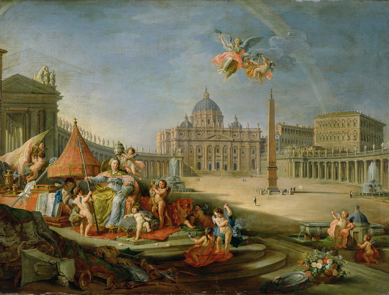 Piazza San Pietro, Rome with an Allegory of the Triumph of the Papacy, 1757 by Giovanni Paolo Pannini