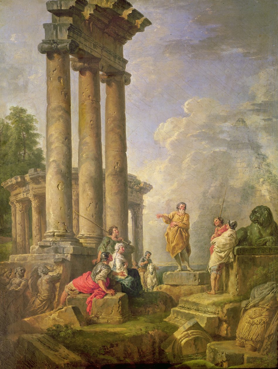 Ruins with Saint Paul preaching, 1735 by Giovanni Paolo Pannini