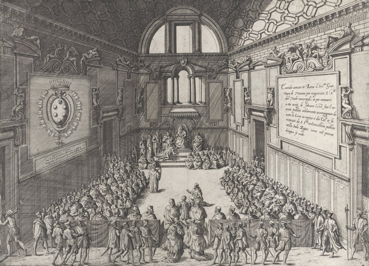 Audience given by Pope Pius V to Cosimo I, Duke of Tuscany by Giovanni Ambrogio Brambilla