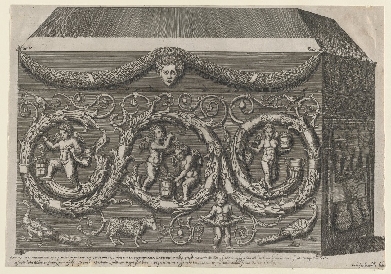 Speculum Romanae Magnificentiae: Decorated Sarcophagus with Arabesques, 1582 by Giovanni Ambrogio Brambilla