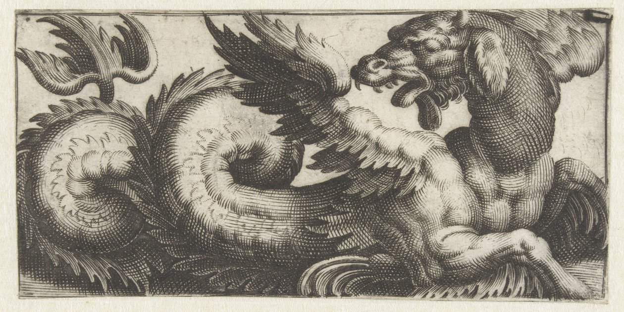 Winged Seal Looking Back (Friezes with Sea Monsters) by Giovanni Andrea Maglioli