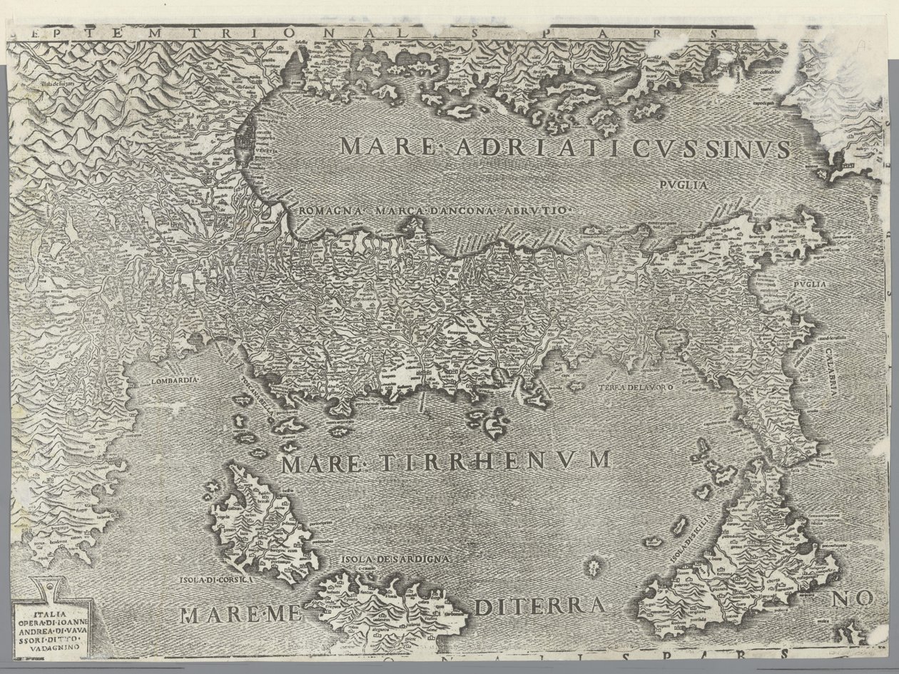 Map of Italy by Giovanni Andrea Vavassore
