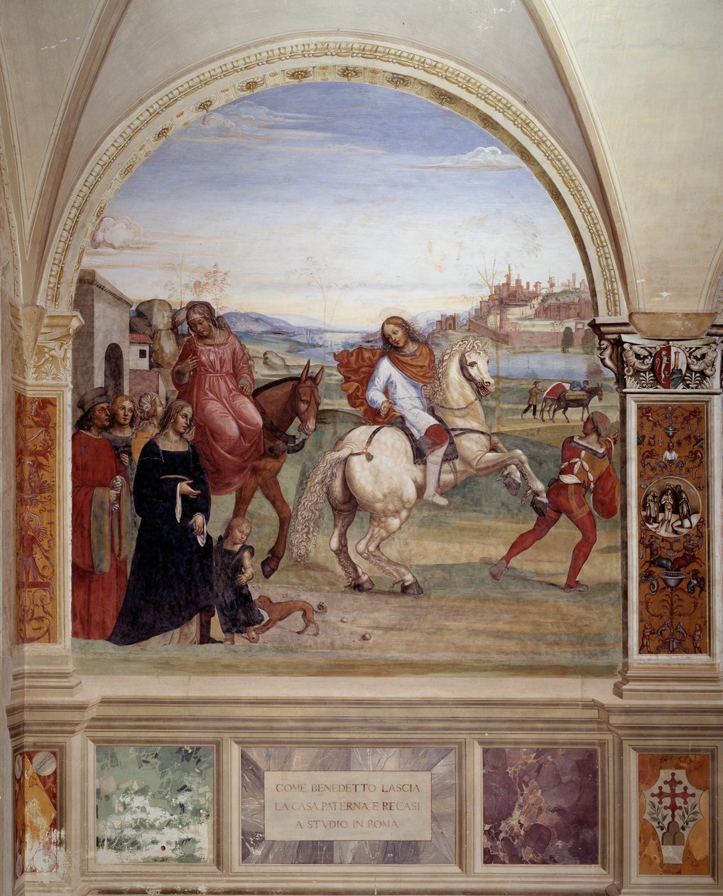 How Benedict left his father's house and went to Rome to study (fresco)