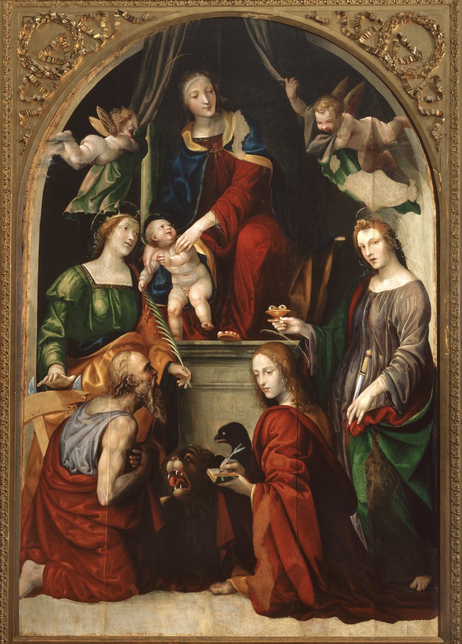 Madonna and Child and Angels among Saints Jerome, Catherine of Alexandria, Lucy and John the Evangelist by Giovanni Antonio Bazzi Sodoma