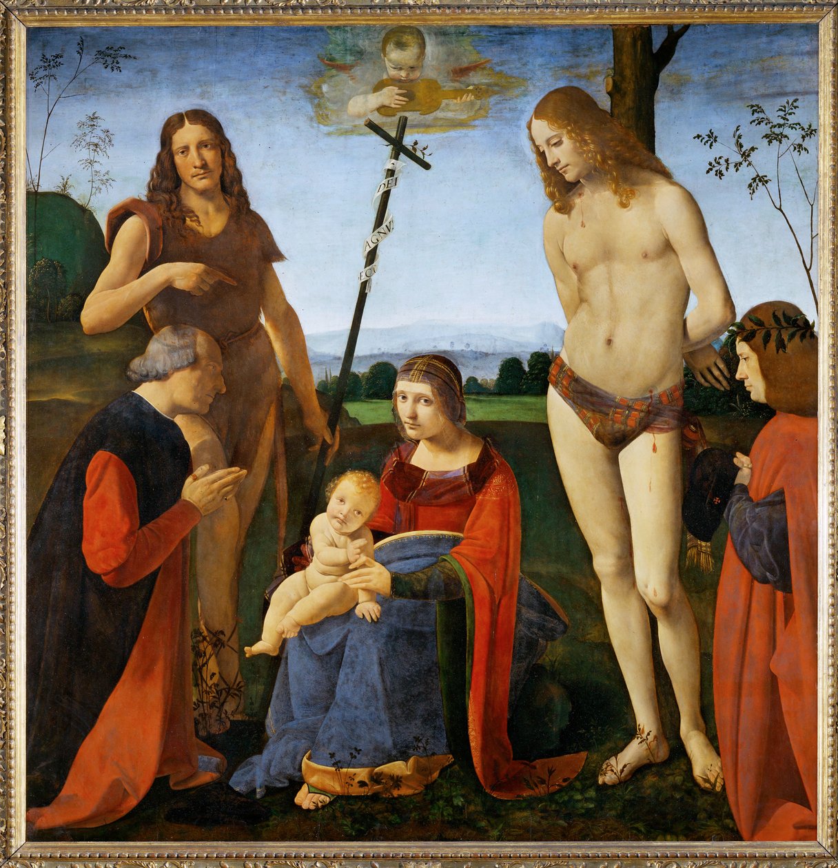 Madonna with Saints John Baptist and Sebastian and Two Donors by Giovanni Antonio Boltraffio