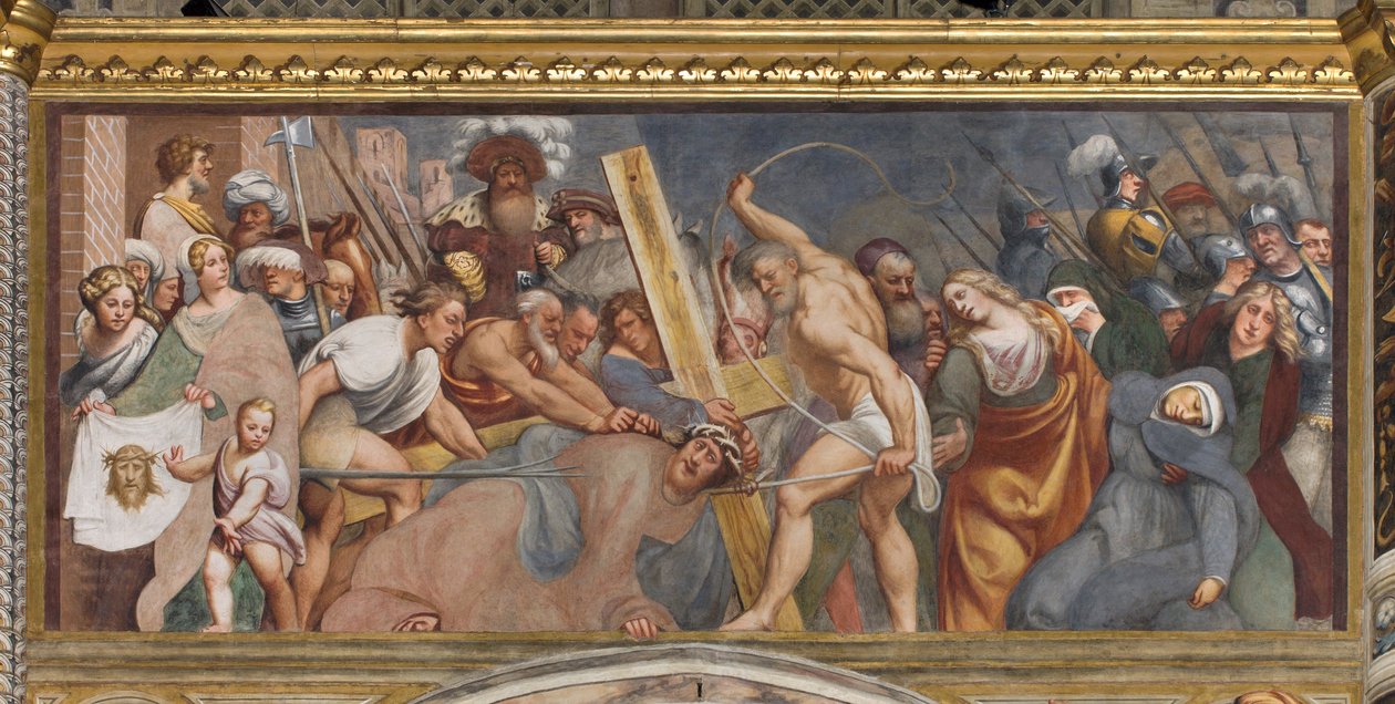 Central Aisle, Second South Span, Jesus Falls Under the Cross, Il Pordenone by Giovanni Antonio Pordenone