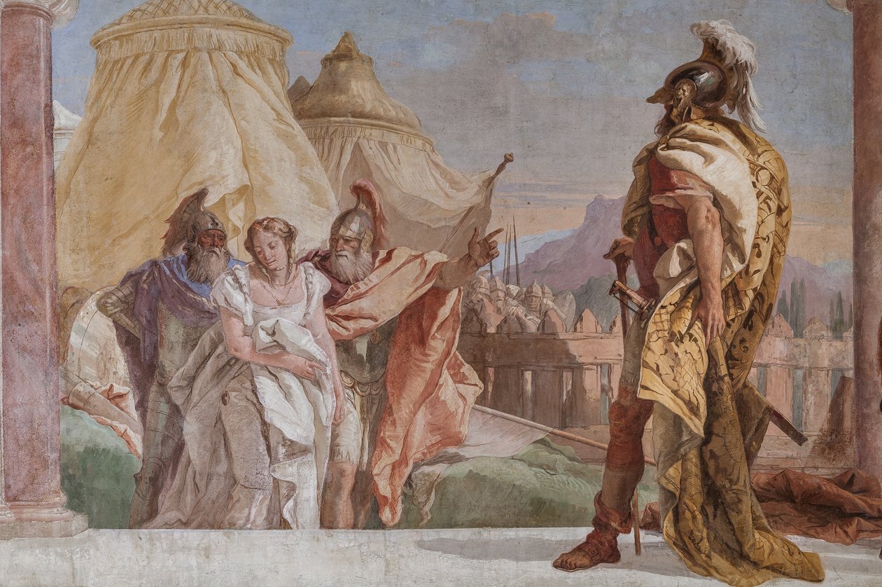Eurybates and Talthybius leading Briseis to Agamemnon (detail) by Giovanni Battista Tiepolo