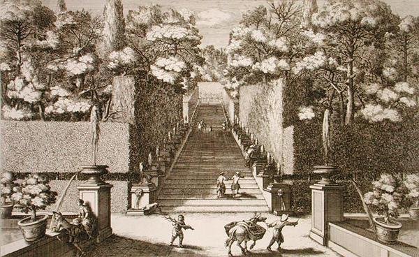The grand staircase at the Villa d