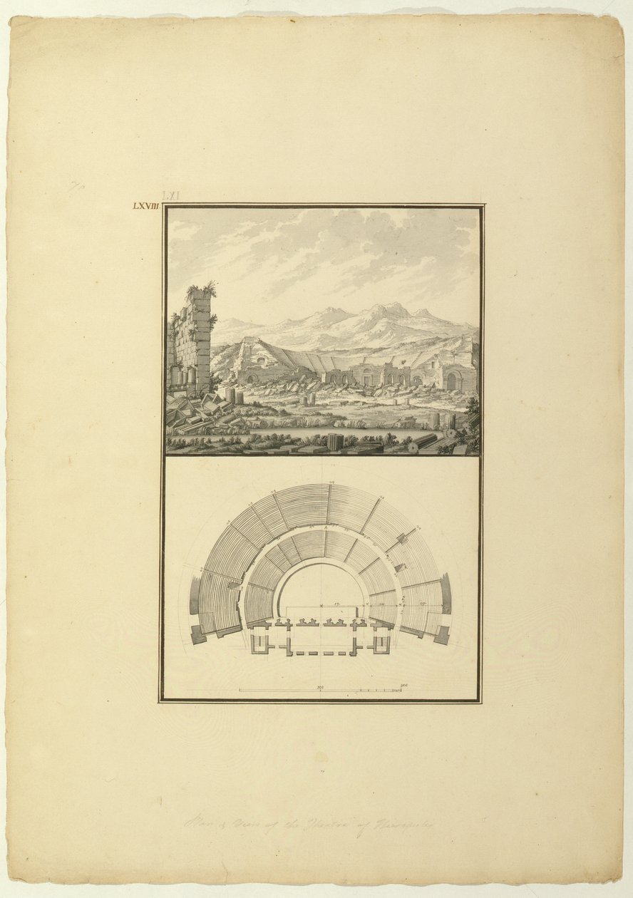 View and Plan of the Theatre of Hierapolis (now Pamukkale) by Giovanni Battista Borra