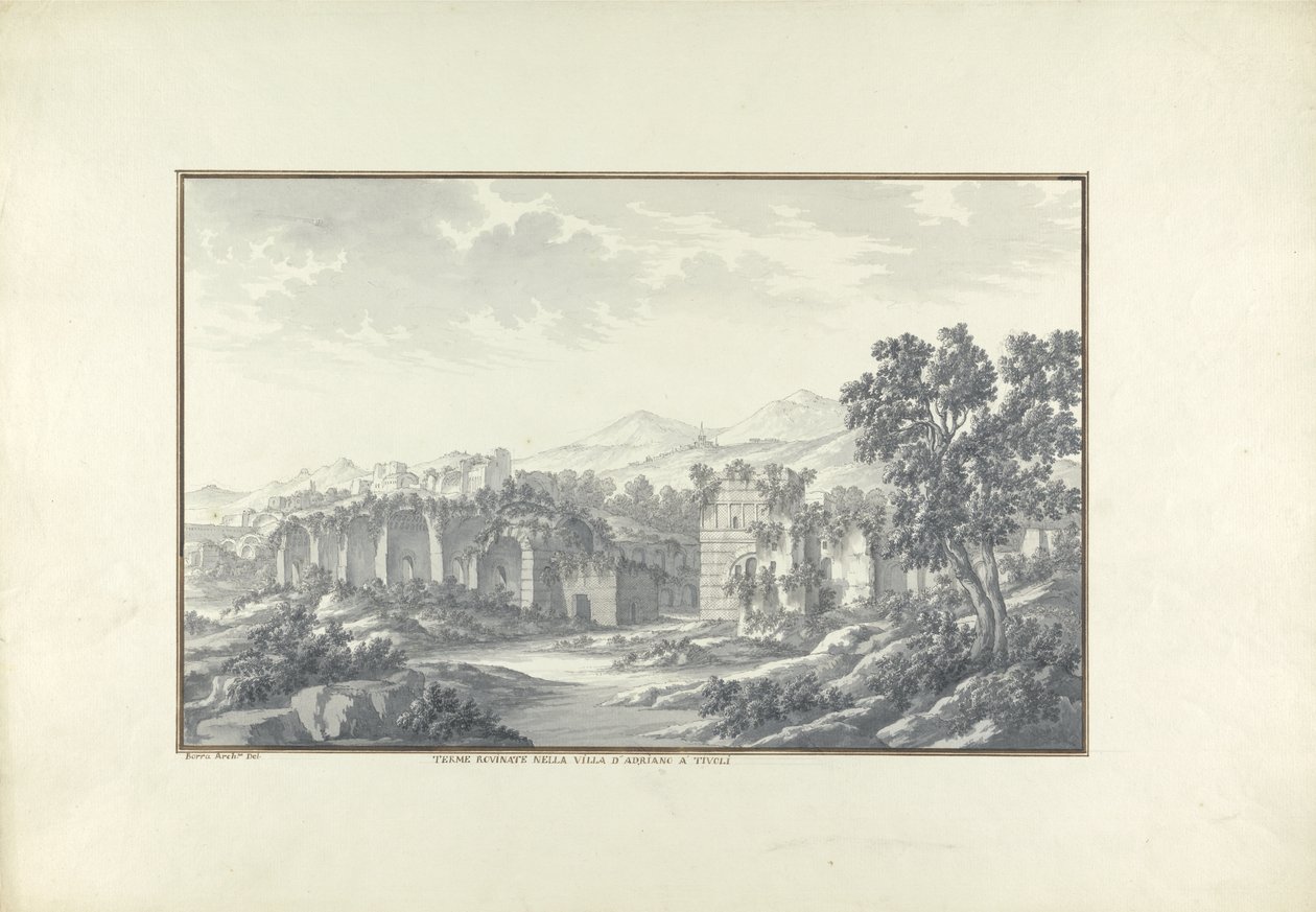 View of the Ruined Baths at Hadrians Villa at Tivoli, c.1750 by Giovanni Battista Borra