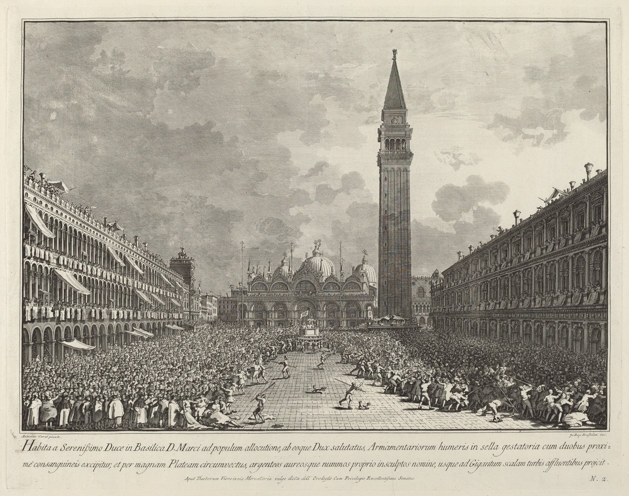 The Doge Carried around the Piazza San Marco by Giovanni Battista Brustolon after Canaletto