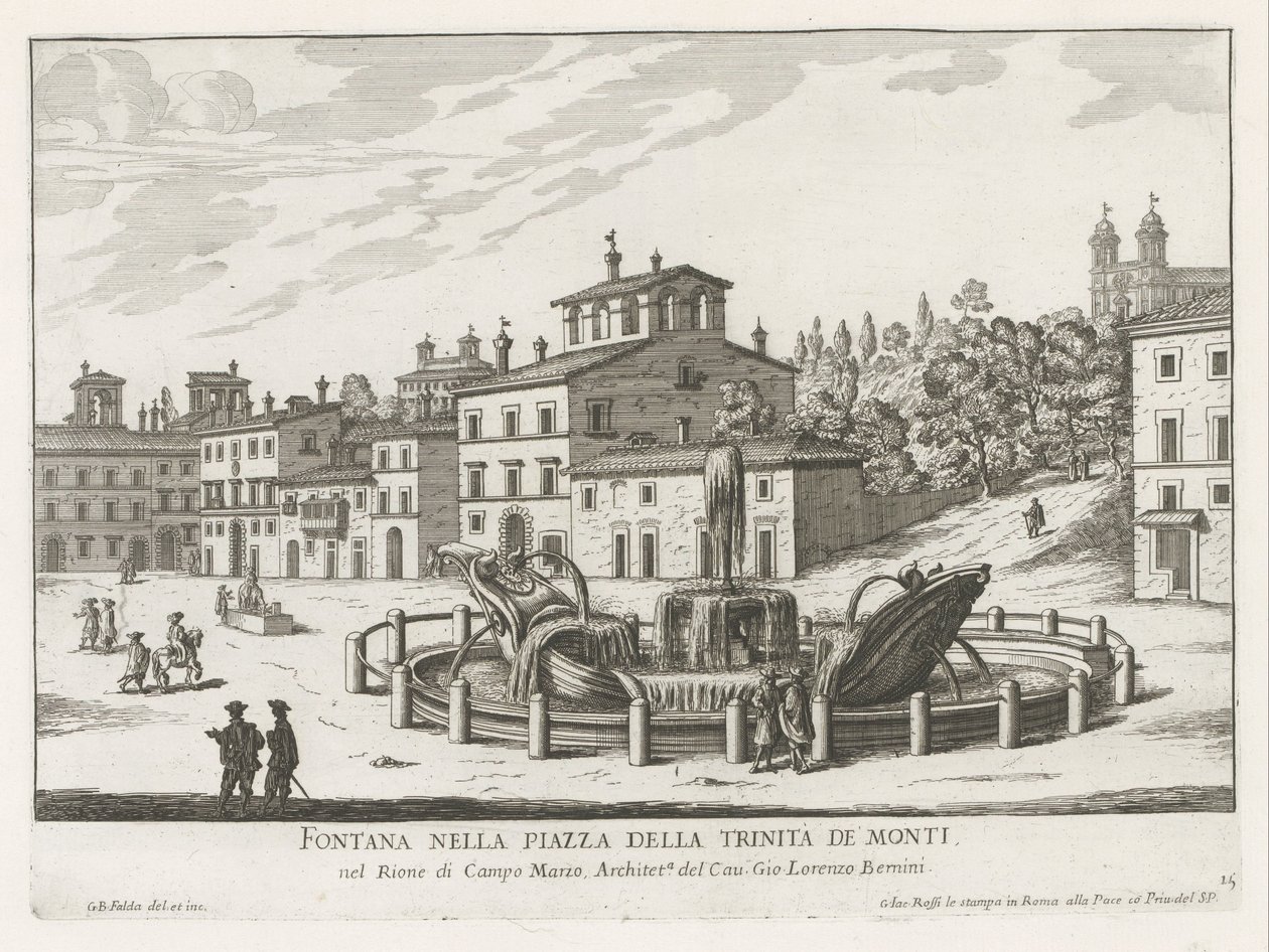 Fontana della Barcaccia at Piazza di Spagna in Rome (Fontane di Roma) by Giovanni Battista Falda