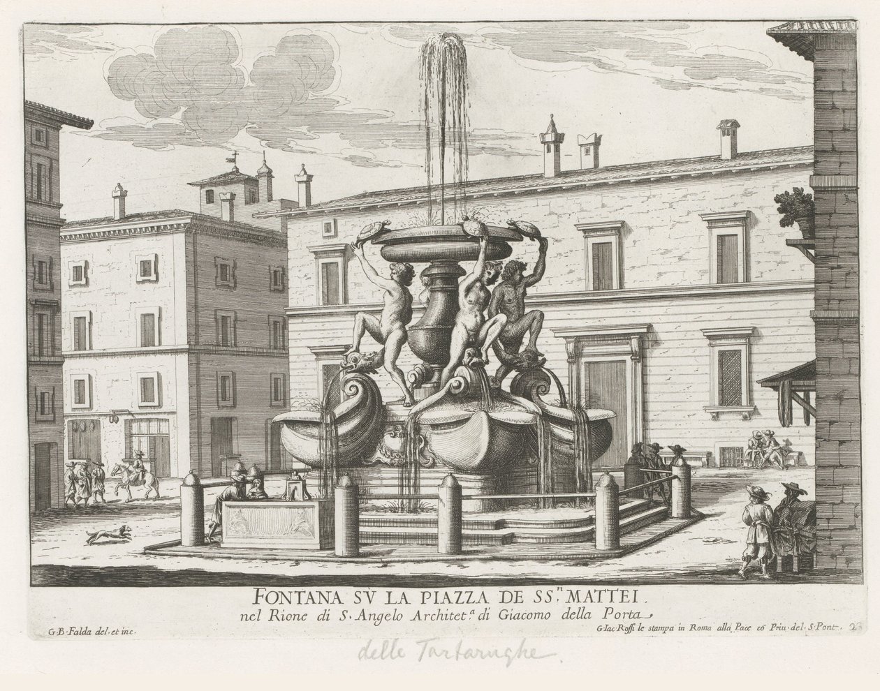 Fontana delle Tartarughe on Piazza Mattei in Rome by Giovanni Battista Falda