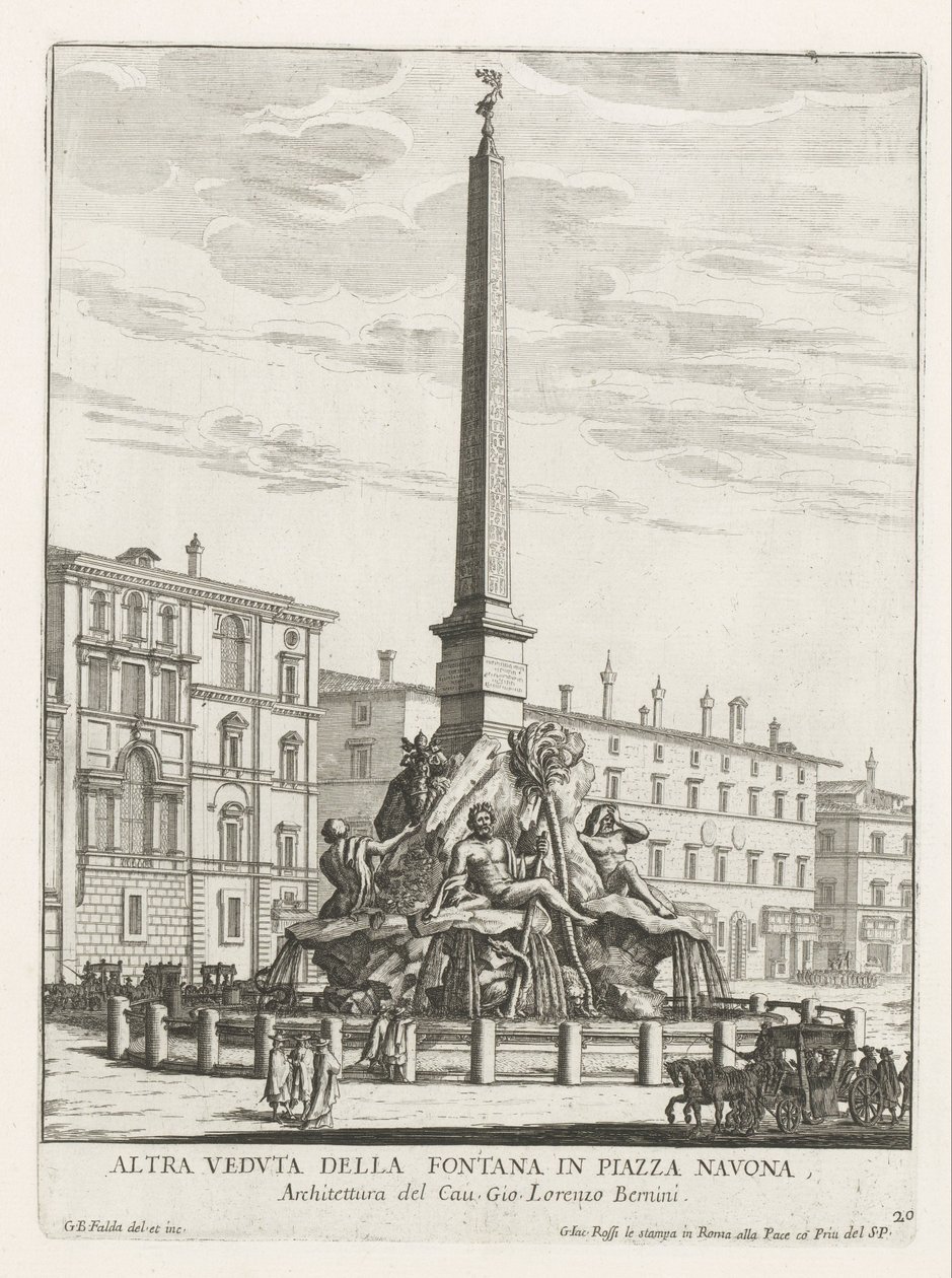 Four Rivers Fountain on Piazza Navona in Rome by Giovanni Battista Falda